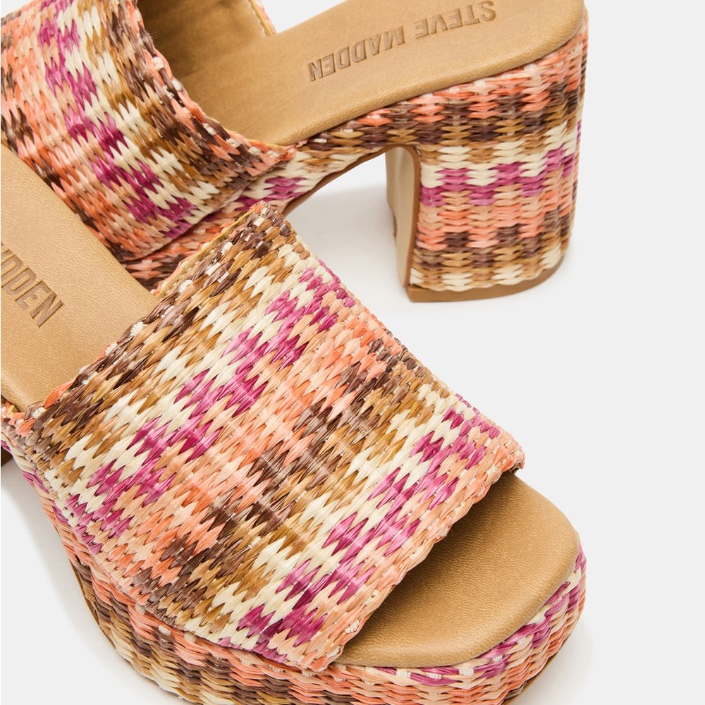 NEW! STEVE MADDEN KOLA PINK RAFFIA. NIB SZ 7 - Picture 3 of 5